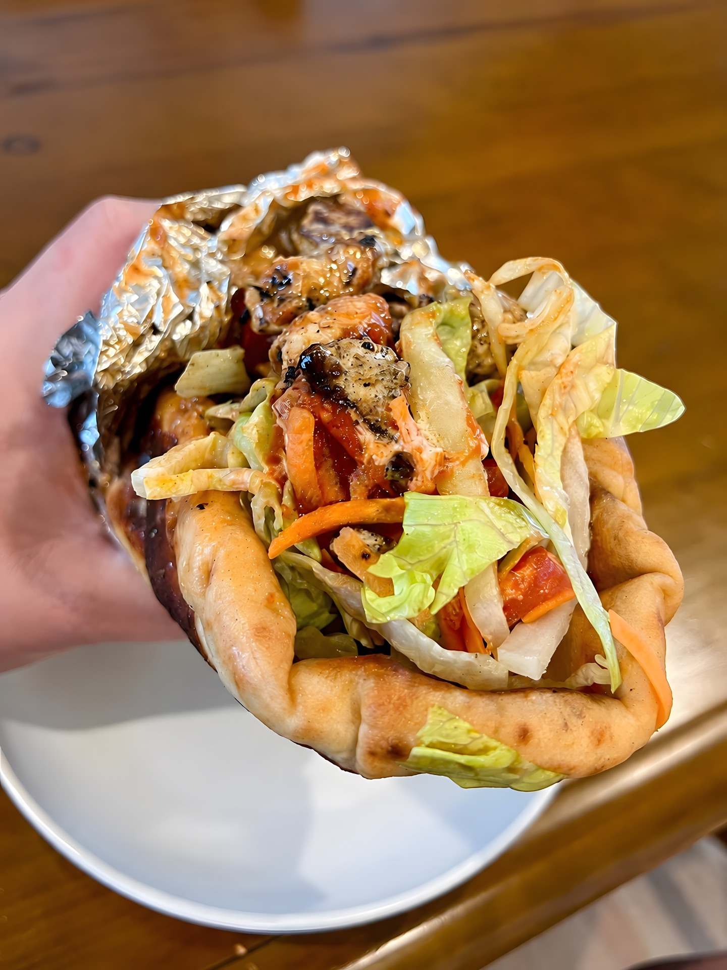 Souvlaki in warm pita
